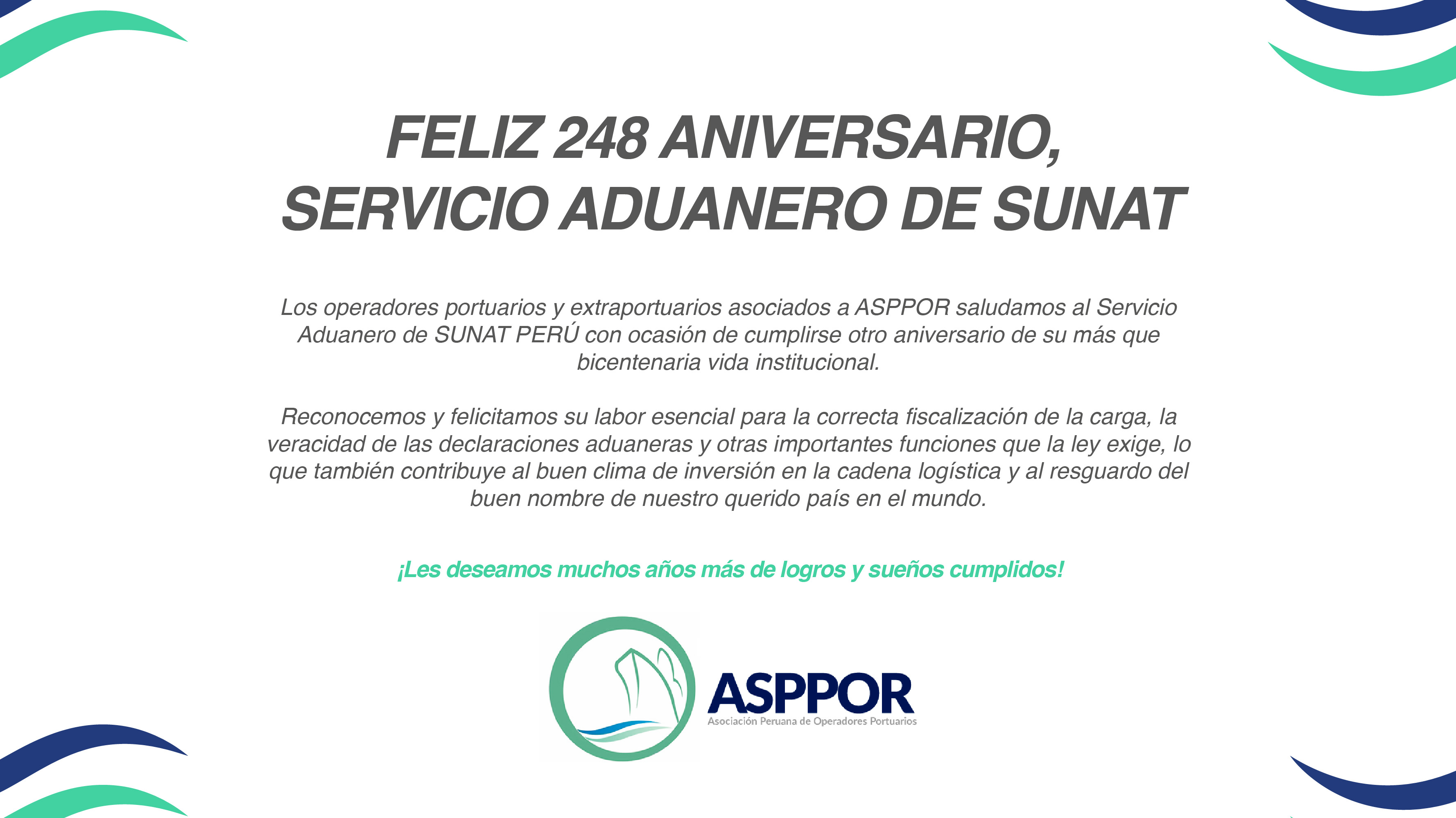 FELIZ 248 ANIVERSARIO, SERVICIO ADUANERO DE SUNAT